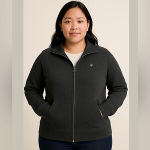 Ralph Lauren women's zip up jacket/sweatshirt size L grey cotton blend with logo